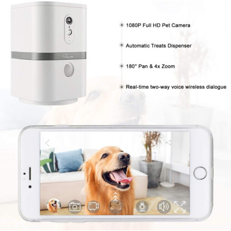 SKYMEE Petalk AI II: Caméra Connectée avec Distributeur de Friandises - Restez Connecté à Votre Chien!