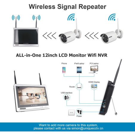 Système de Surveillance Sans Fil EVERSECU 2K 3MP avec Écran 12 – Sécurité Maximale, Installation Facile!