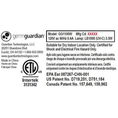GermGuardian GG1100W Elite, éliminer les germes