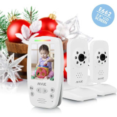 AXVUE E662: Expandable Baby Monitor with 2-Way Audio, Night Vision & Temperature Alerts
