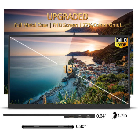Écran Portable ZSCMALLS 15.6 Full HD: Votre Bureau Mobile Ultime! USB-C & HDMI