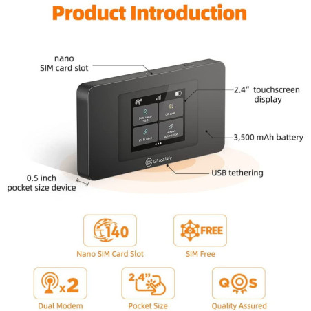 GlocalMe DuoTurbo: Global 4G LTE Mobile Hotspot - Stay Connected in 150+ Countries!