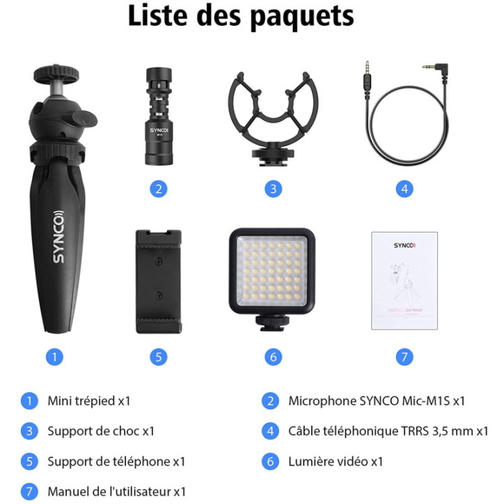 Kit Vlogger SYNCO 2: Créez des Vidéos Pro avec Microphone & Lumière LED pour Smartphone! Kit Vlogger SYNCO 2: Créez des Vidéos Pro avec Microphone & Lumière LED pour Smartphone!