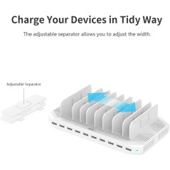 Station de Charge Alxum 120W: Organisez et Chargez 10 Appareils Rapidement! (USB-C & QC 3.0)