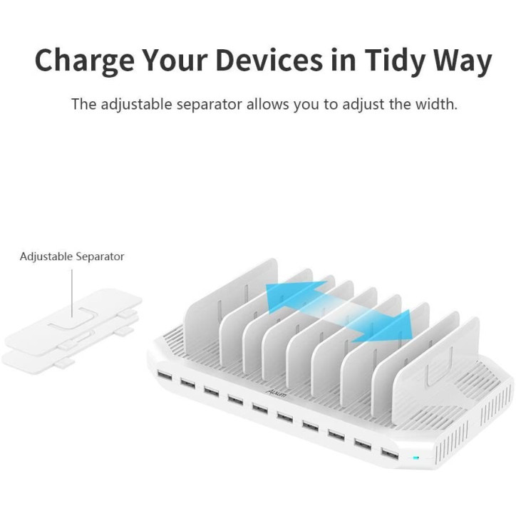 Station de Charge Alxum 120W: Organisez et Chargez 10 Appareils Rapidement! (USB-C & QC 3.0)