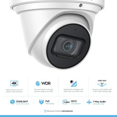 Amcrest 4K UltraHD : Caméra de Surveillance PoE Extérieure, Vision Nocturne 28m, Étanchéité IP67