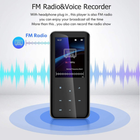 Lecteur MP3 Bluetooth 5.0 Aiworth 32GB: Son Hi-Fi, Radio FM & Longue Autonomie!