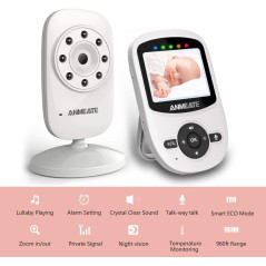 ANMEATE Moniteur Bébé Vidéo : Vision Nocturne, Audio Bidirectionnel & Température - Gardez un Œil sur Bébé en Toute Sérénité !