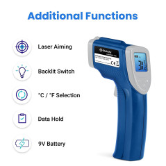 Etekcity Infrared Thermometer 1080 (Not for Human) Temperature Gun Non-Contact Digital Laser Thermometer-58℉~1022℉ (-50℃～550℃)