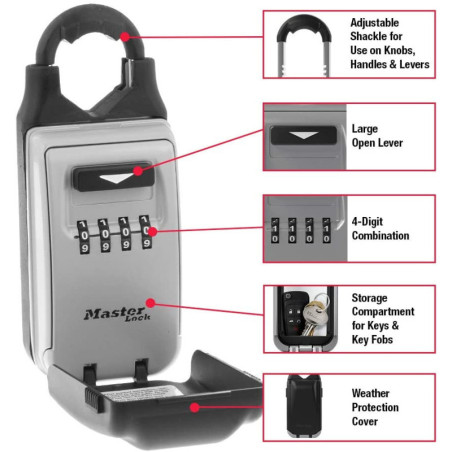 Master Lock 5420D: Boîte à Clés Sécurisée à Combinaison Réglable - Accès Facile et Sûr!