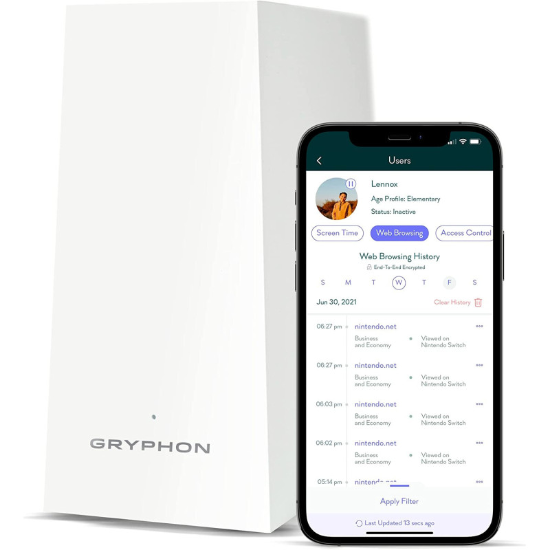 Gryphon AX Advanced Security and Parental Control Tri-Band Mesh WiFi 6 System, 3000 sqft Coverage per Mesh Router WiFi 6,