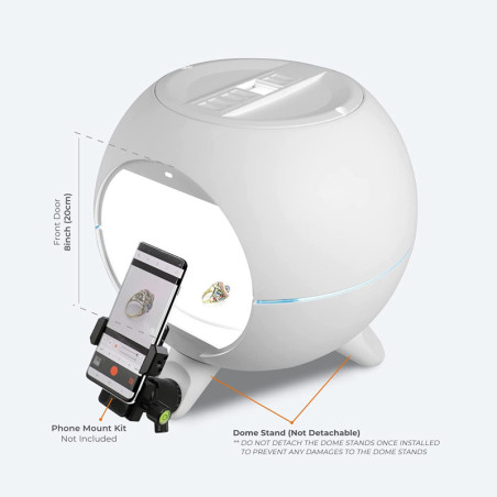 Foldio360 Smart Dome + Mount Kit | All-in-one Smart Photo Studio Lightning Dome 360 Turntable with Built-in LED Light