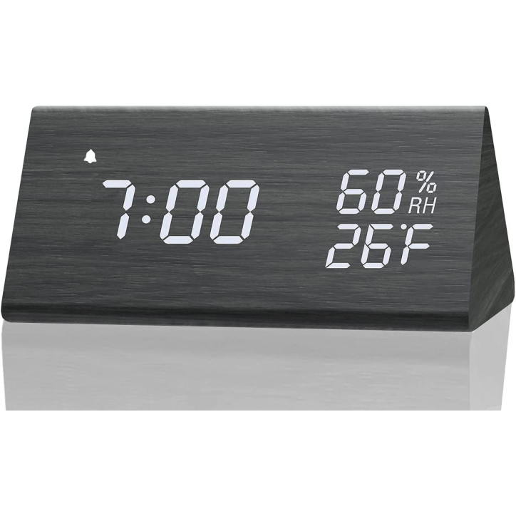 JALL Wooden Digital Alarm Clock: Stylish Design with Temperature & Humidity Display JALL Wooden Digital Alarm Clock: Stylish Design with Temperature & Humidity Display