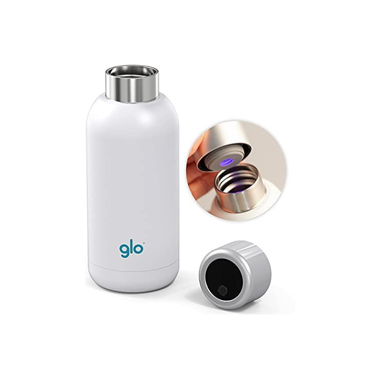 Glo UV-C Self-Cleaning Water Bottle: Pure Water Anywhere! Stainless Steel, Keeps Water Cold 24h Glo UV-C Self-Cleaning Water Bottle: Pure Water Anywhere! Stainless Steel, Keeps Water Cold 24h