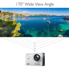 AKASO EK7000 4K30FPS Action Camera Ultra HD Underwater Camera 170 Degree Wide Angle 98FT Waterproof Camera Silver