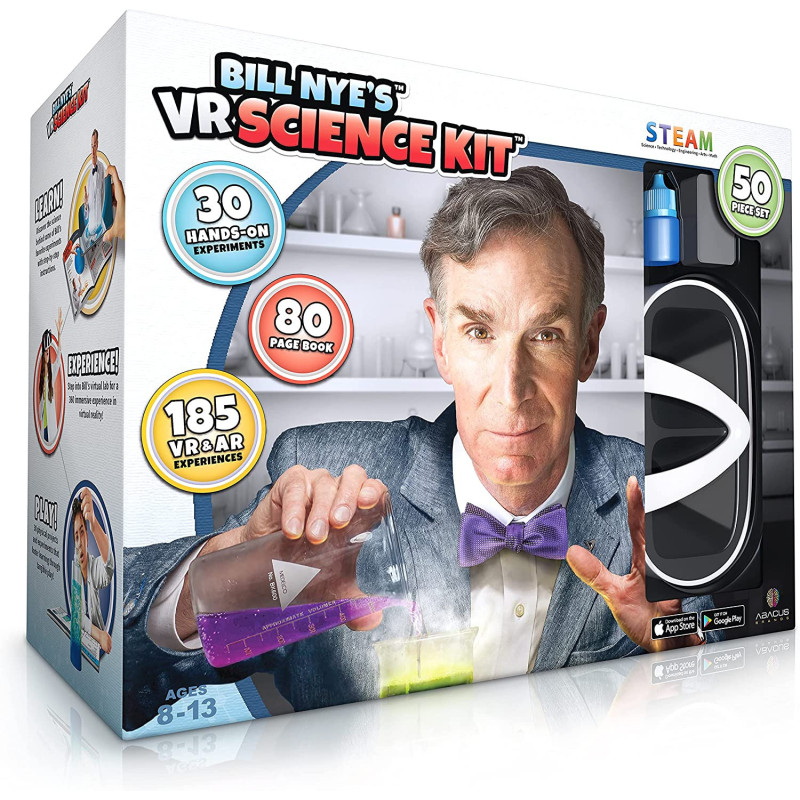 Abacus Brands Bill Nye's VR Science Kit - Virtual Reality Kids Science Kit, Book and Interactive STEM Learning Activity Set