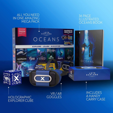 Lets Explore Wildlife VR Headset for Kids: 16 Immersive Adventures & Holographic Cube!