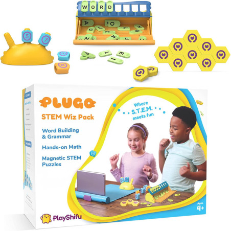 Plugo STEM Pack by PlayShifu - Count, Letters & Link (3in1) | Math, Words, Magnetic Blocks, Puzzles | 4-10 Years STEM Toys |