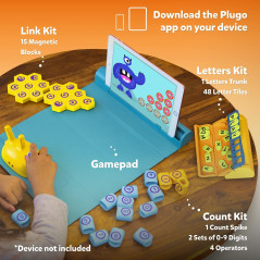 Plugo STEM Pack by PlayShifu - Count, Letters & Link (3in1) | Math, Words, Magnetic Blocks, Puzzles | 4-10 Years STEM Toys |