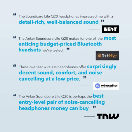 Soundcore Life Q20: Hi-Res Noise Cancelling Headphones - Immersive Sound & Deep Bass!