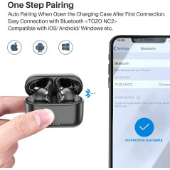 TOZO NC2 Hybrid Active Noise Cancelling Wireless Earbuds, in-Ear Detection Headphones, IPX6 Waterproof Bluetooth 5.2 Stereo