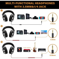 OneOdio Wired Over Ear Headphones Studio Monitor & Mixing DJ Stereo Headsets with 50mm Neodymium Drivers and 1/4 to 3.5mm Audio