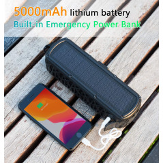 ABFOCE Solar Bluetooth Speaker Portable Outdoor Bluetooth IPX6 Waterproof Speaker with 5000mAh Power Bank,60 Hours Play Time