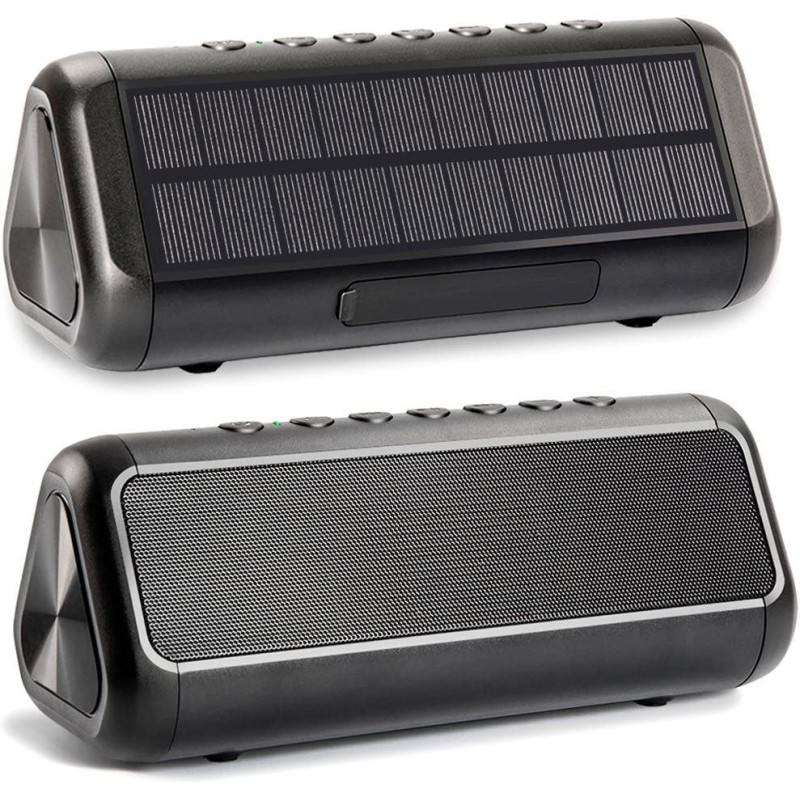 Friengood Solar Bluetooth Speaker 12W，IPX6 Waterproof Portable Wireless Speaker，50+ Hours Playtime Subwoofer，Bluetooth 4.2