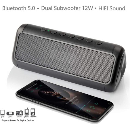 Enceinte Bluetooth Solaire Étanche : 50H dAutonomie, Basses Puissantes, Charge USB/Solaire - Idéale Outdoor!