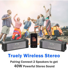 ABFOCE Solar Bluetooth Speaker,IPX7 Waterproof Speaker 20W Rich Bass,with 27 LEDs Lights TWS Wireless Speaker Bluetooth
