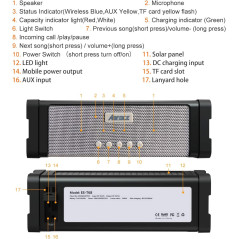 ABFOCE Solar Bluetooth Speaker,IPX7 Waterproof Speaker 20W Rich Bass,with 27 LEDs Lights TWS Wireless Speaker Bluetooth