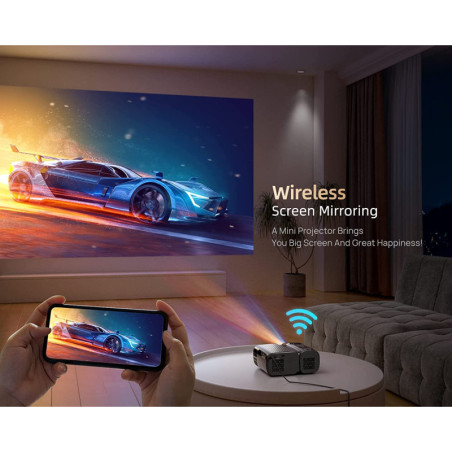 Tkisko Projecteur Portable 5G WiFi 1080P : Mini Cinéma Maison, Image HD 250, Idéal Gaming & Voyage