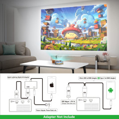 Mini Projector, PVO Portable Projector for Cartoon, Kids Gift, Outdoor Movie Projector, LED Pico Video Projector for Home