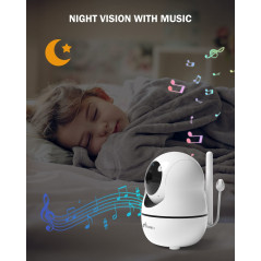 Moniteur bébé avec caméra et audio - Moniteur vidéo iFamily 5 pouces pour bébé avec télécommande panoramique/inclinaison, mode