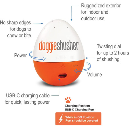 Doggie Shusher : Machine sonore apaisante USB-C pour chien anxieux - Enfin du calme !