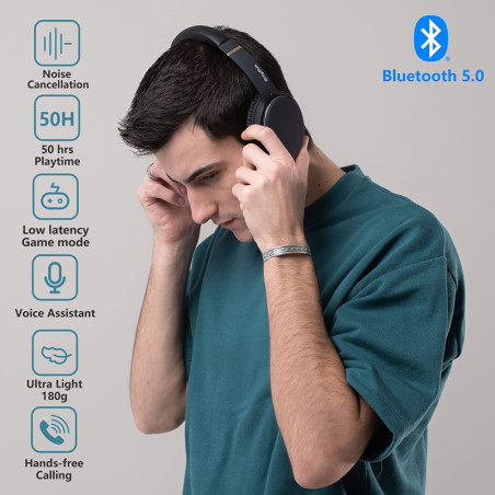 Srhythm NC25 Noise Cancelling Headphones: Immersive Sound, 50H Battery, Ultimate Comfort