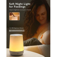 Purple light smart speaker by Momcozy Sound Machine: Ultimate Sleep Aid with Soothing Sounds & Personal Timer.
