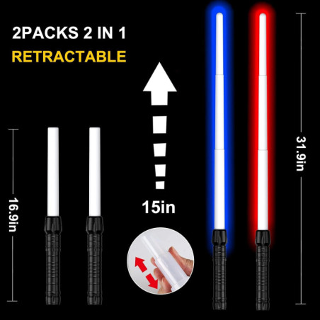 Galactic Warrior's Expandable Lightsaber with Realistic Handle and FX Sound