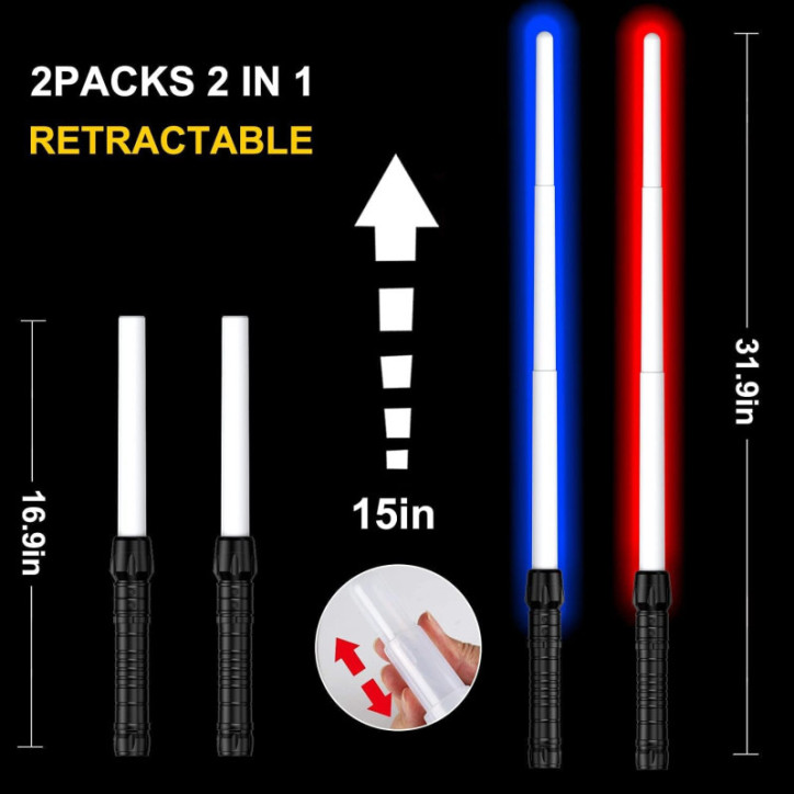 Extendable LED Lightsaber: Color Changing FX Sword for Galactic Battles & Cosplay