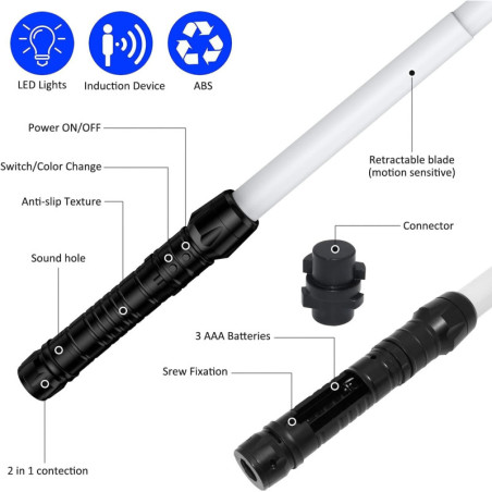 Sabre Laser Extensible Galactique : 7 Couleurs, Effets Sonores Réalistes - Le Jouet Ultime pour Guerriers Cosmiques !