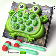 Interactive Whack A Frog Game toy with detachable frog parts and assembly guide.