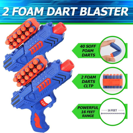 BAODLON Auto-Reset Shooting Target Game for Kids - Includes 2 Toy Guns & 40 Foam Darts!