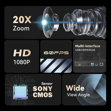 Tenveo 20X Zoom PTZ Camera: Crystal-Clear Video for Streaming, Meetings & More!