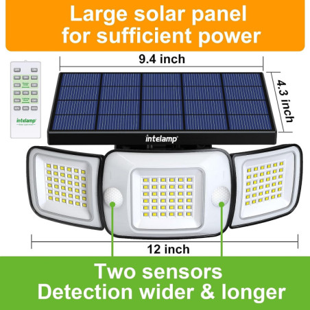 Intelamp Solar Lights,  Waterproof, Motion Sensor & Remote, 2-Pack