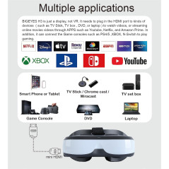 Portable 120-Inch Video Goggles, HDMI Input, Rechargeable Battery