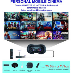 Portable 120-Inch Video Goggles, HDMI Input, Rechargeable Battery