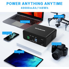 Krisdonia 130W Power Bank — 40,000mAh with AC outlet & 100W USB-C for fast laptop & phone charging!