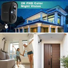 Caméra de Surveillance Extérieure 2K Sans Fil: IA, Vision Nocturne Couleur & Alarme - Protégez Votre Maison!