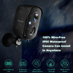 2K Wireless Outdoor Security Cameras with AI Detection & Night Vision