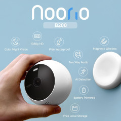 Noorio B200 : Caméra de Surveillance Extérieure sans Fil - Vision Nocturne Couleur & IA